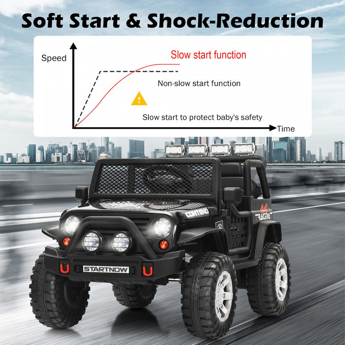 Costway 12v Kids Ride On Truck Remote Control Electric Car W/lights&music Black