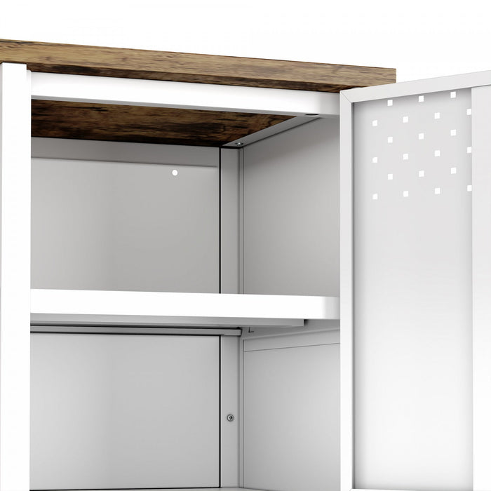 Landen Modern 47\" Metal Storage Cabinet in White Armoire 