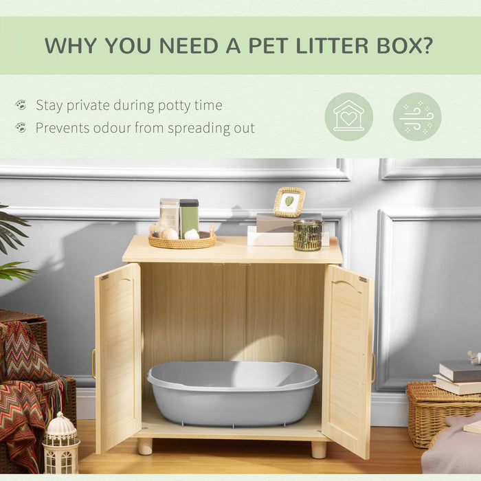 Pawhut Cat Litter Box Enclosure With Soft Cushion, Indoor Cat Washroom Storage Bench End Table With 