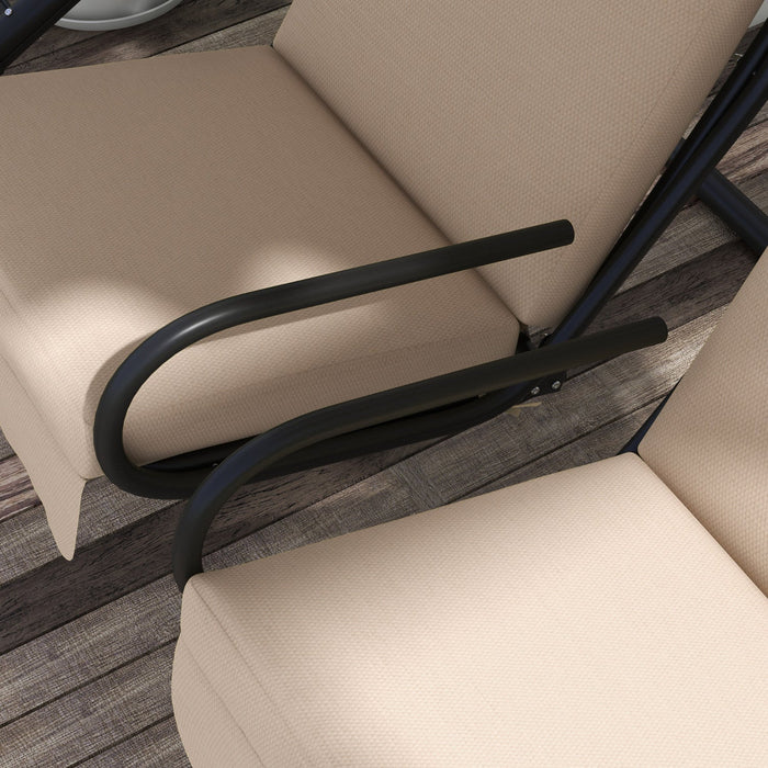 Outsunny 2-seat Patio Swing Chair W/ Removable Canopy & Cup Holders, Beige