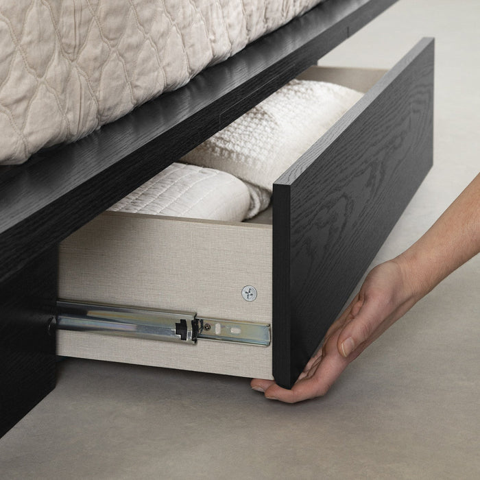 Primo Platform Bed And Headboard Set Black Oak - South Shore Queen Bed
