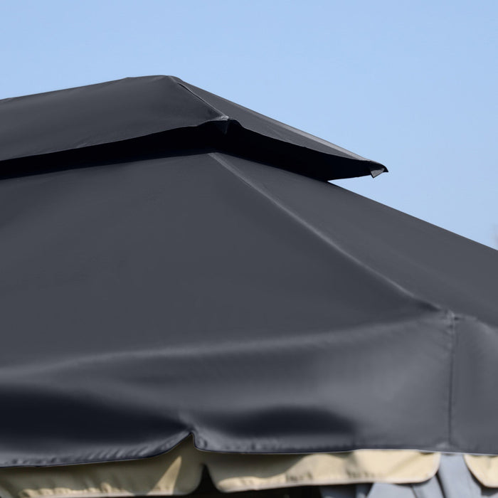 Outsunny 13' X 10' Outdoor Patio Gazebo Canopy With 2-tier Polyester Roof, Vented Mesh Sidewall & St