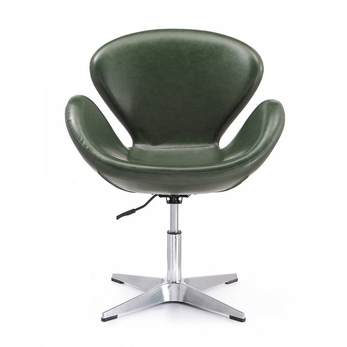 Raspberry Modern Upholstered Swivel Lounge Chair in Forest Green - Set of 2 Accent Chair 