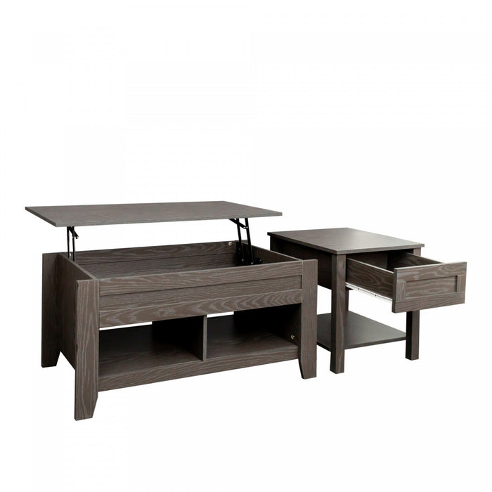 Strauss Lift-top Coffee & End Table Grey, Set Of 2 Occasional Table Package 