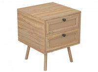 End Table With 2 Drawers - Natural Brown Wood Look 