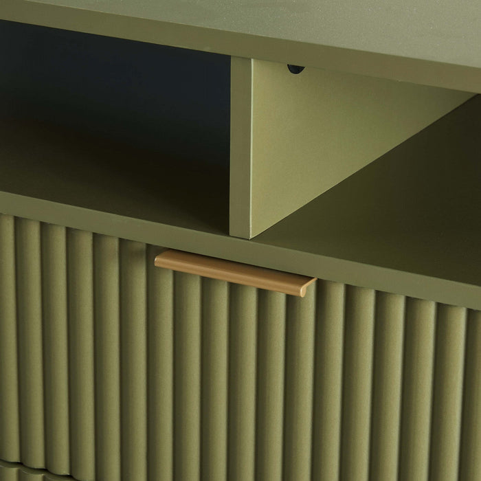 Dumbo Modern 85\" Fluted TV Stand in Olive Green 
