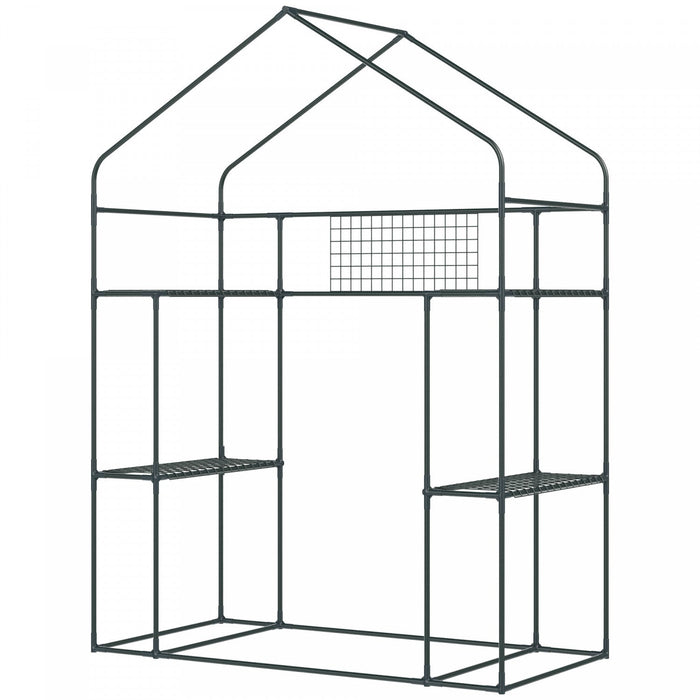 Outsunny Mini Greenhouse, Walk-in Greenhouse With 4 Shelves, Roll-up Door