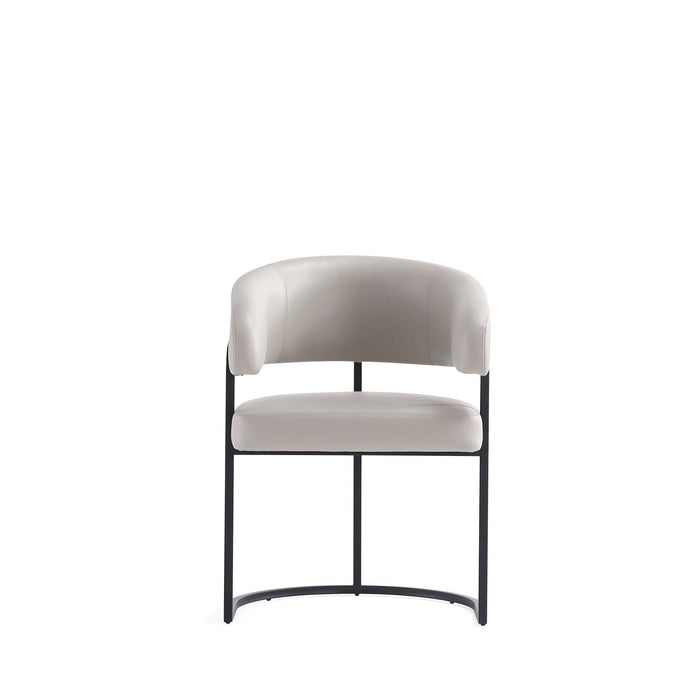 Augusta Modern Metal Vegan Leather Dining Chair in Light Gray - Set of 4 