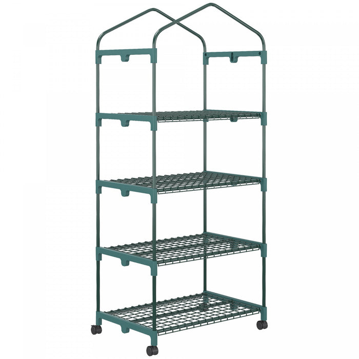 Outsunny 27\" X 20\" X 65\" Portable Greenhouse With 4 Tier Shelves And Wheels, Outdoor Hot House Plant