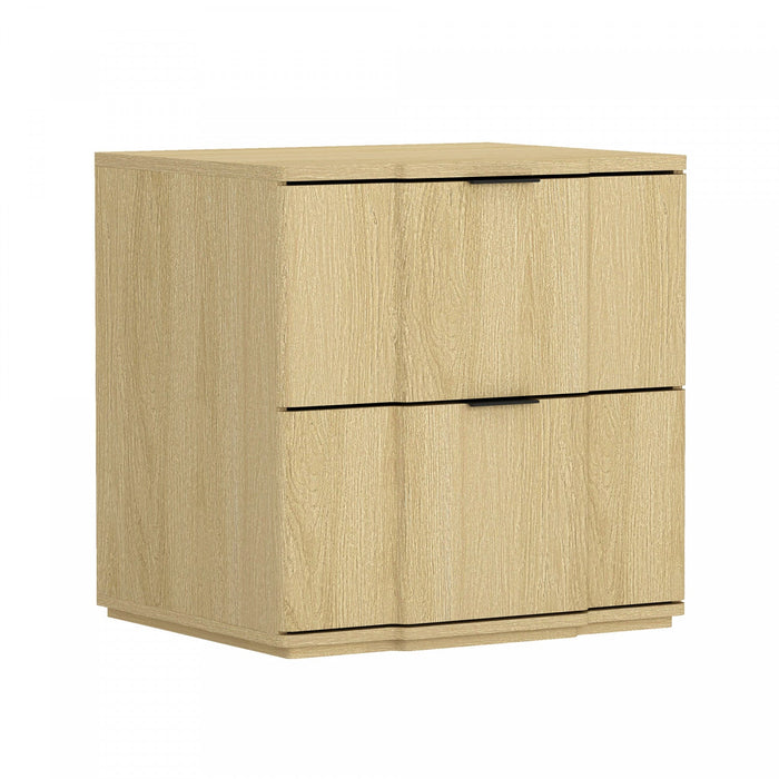 Clive Mid-Century Modern 22\" Nightstand in Natural and Black (2-Drawer) 