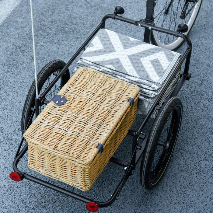 Aosom Bike Cargo Trailer, Bicycle Trailer Wagon Cart With Removable Storage Box, Quick Release 16\" W