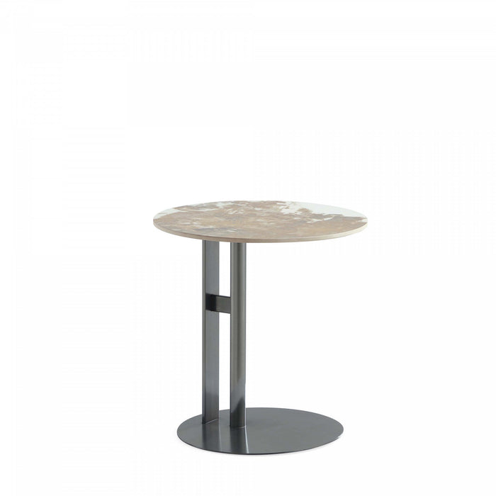 Alondra Modern Glam Sintered Stone Top End Table in Black 