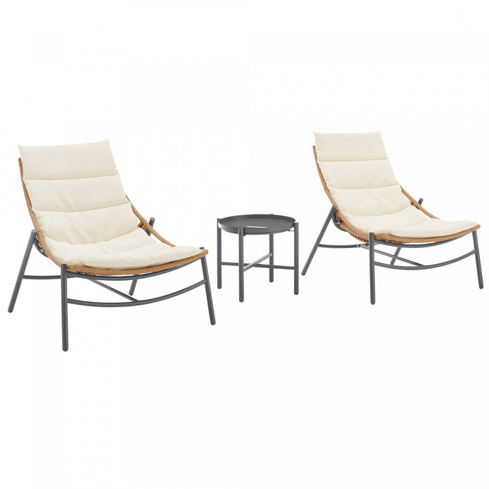 Sunset Modern 3-Piece Conversation Set in Cream 