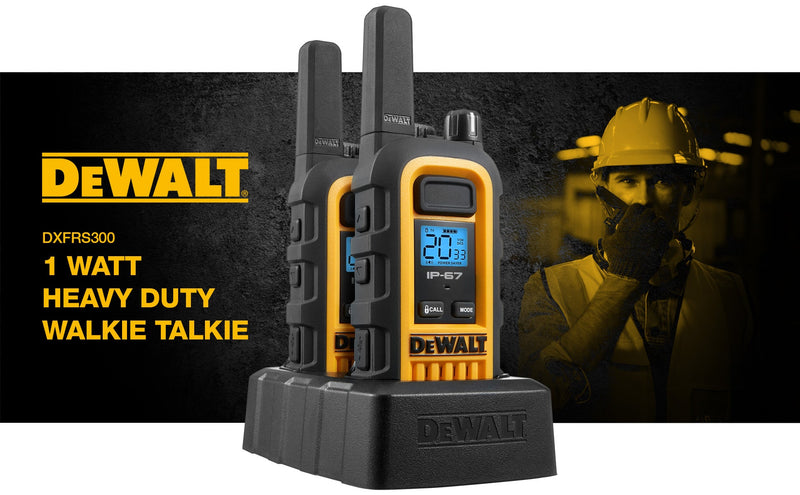 2 Dewalt Dxfrs300 Walkie Talkies - 1 Watt, Heavy Duty, 22 Channel Long Range Two Way Radios