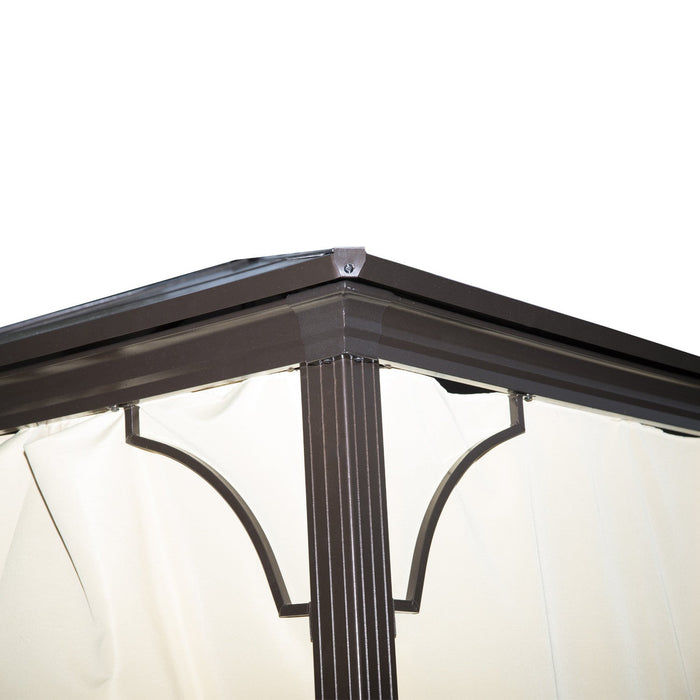 Outsunny 10' X 10' Hardtop Gazebo, Patio Gazebo Heavy Duty Sun Shade Shelter With Curtains, Aluminum