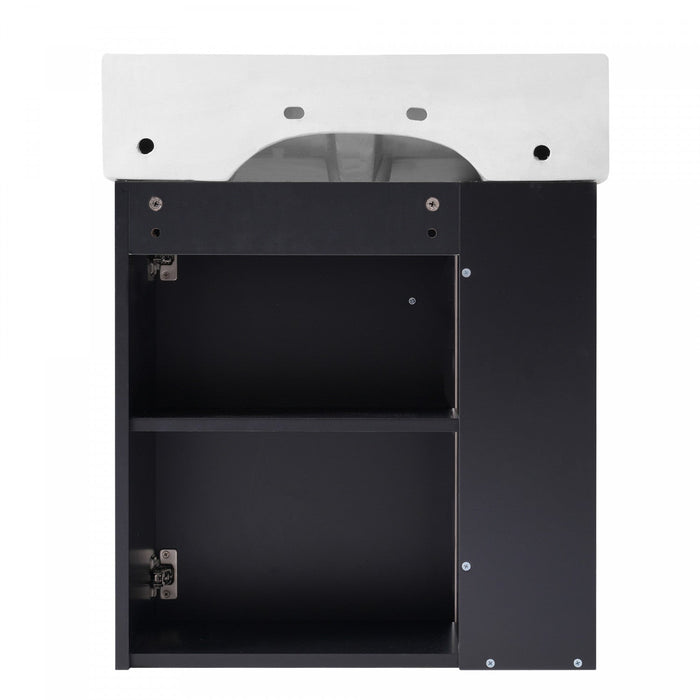 Rachel 21.6\" Floating Bathroom Vanity With Ceramic Basin, Soft-close Door, And Left Side Storage 