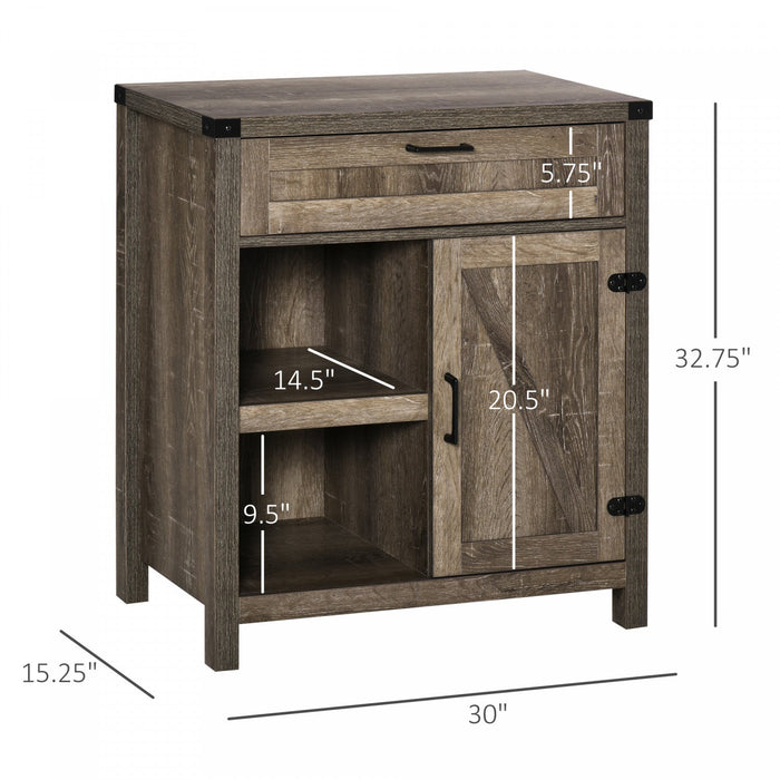 HOMCOM Rustic Barn Door Storage Cabinet Modern Farmhouse Buffet Sideboard