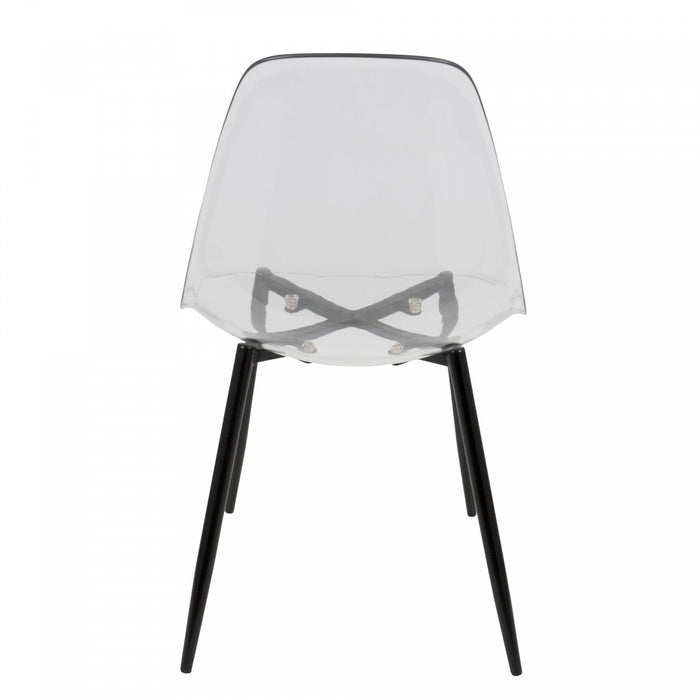 LumiSource Clara Black Clear Mid-Century Modern Dining Accent Chair - Set of 2