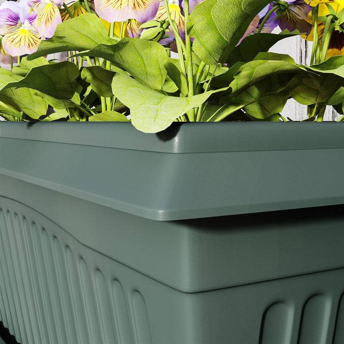 Outsunny 7 Pack 15.7" Plant Pots, Flower Planters w/ Drainage Holes, Green