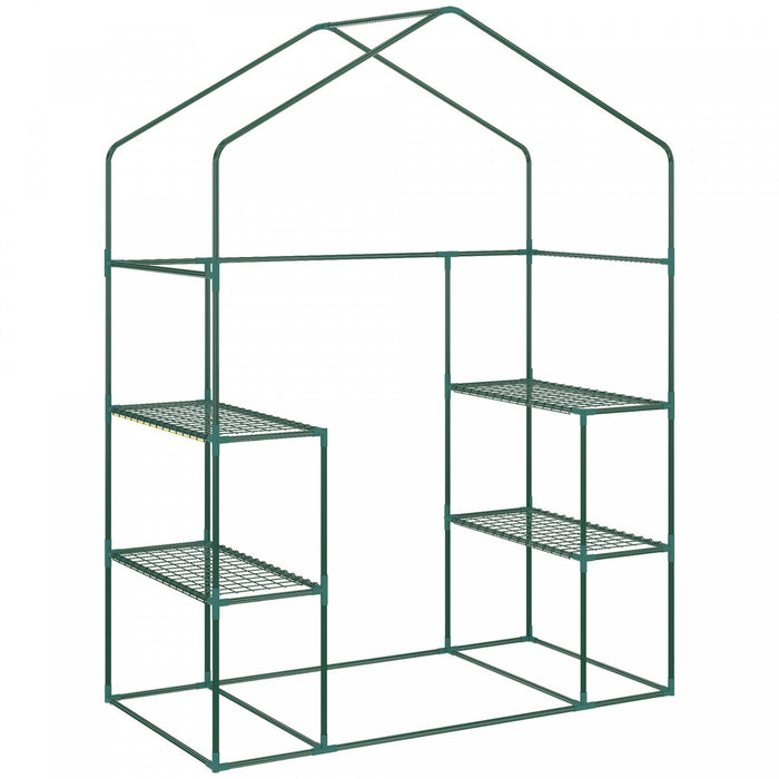 Outsunny Walk-in Mini Greenhouse With Mesh Door & Windows, Portable Garden Green House With 3 Tier S