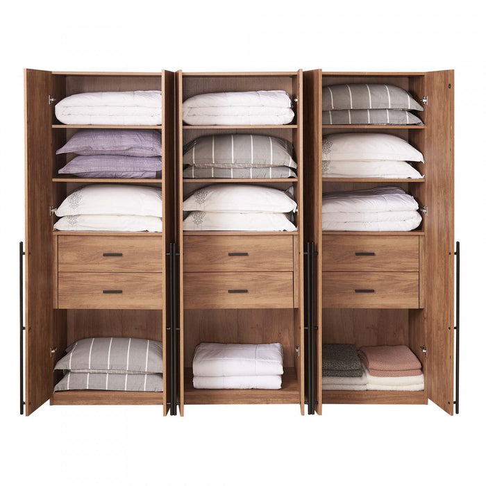 Lee Modern 32\" Wardrobe Closet in Golden Brown - Set of 3 Armoire 