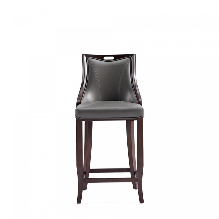 Emperor Traditional Wood Upholstered Barstool in Graphite - Set of 3 