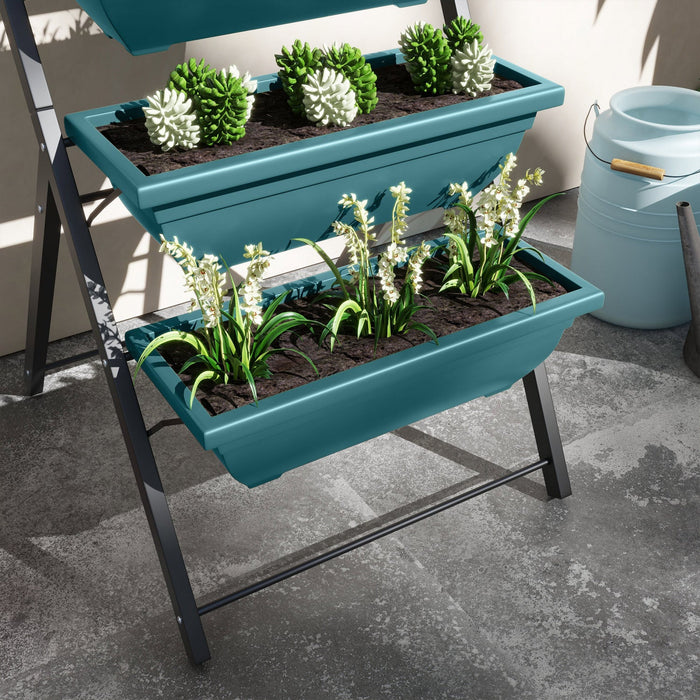 Outsunny 5-tier Raised Garden Bed With 5 Planter Boxes, Outdoor Plant Stand Grow Containers With Lea