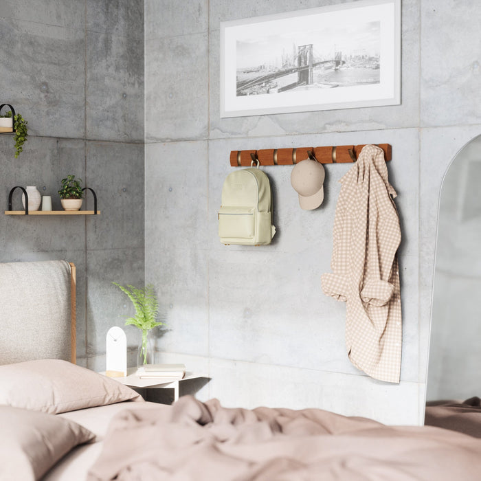 Umbra Flip Wall-Mounted Hooks - Light Walnut and Gold