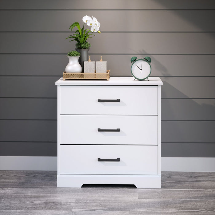 Prepac Rustic Ridge Farmhouse 3-Drawer Nightstand - White