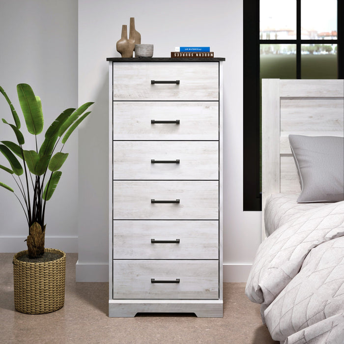 Prepac Rustic Ridge 23.75\" 6-Drawer Dresser - Washed White