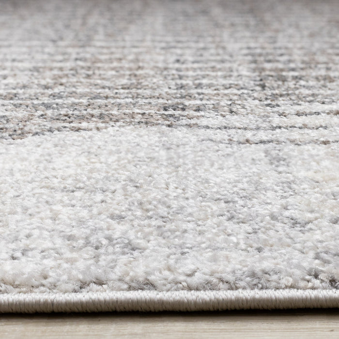 Solace Soft Low-Pile Grey White Merging Circles Area Rug - 6'7\" x 9'6\"