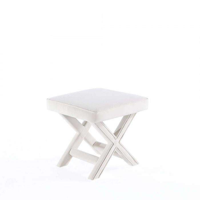 Abigail Mid-Century Modern Upholstered Velvet Accent Bench in Cream 