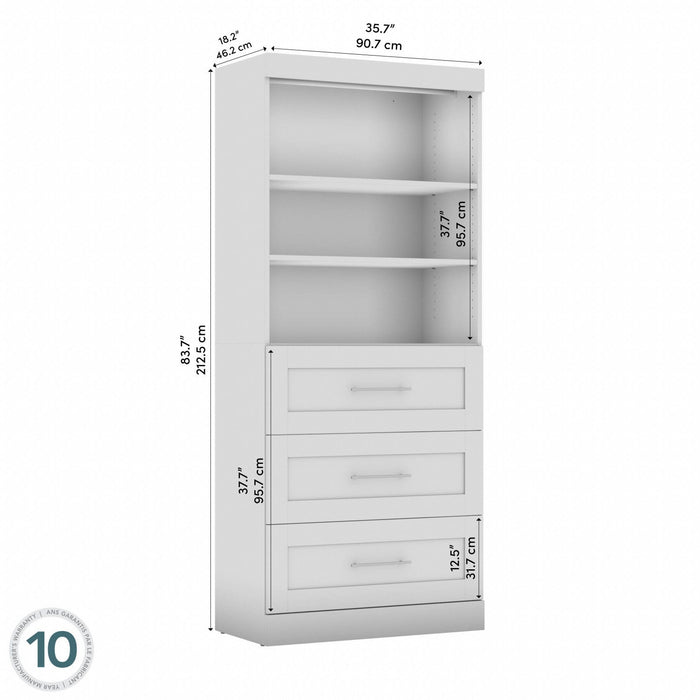 Bestar Pur 36 W Closet Organizer with Drawers - Rustic Brown