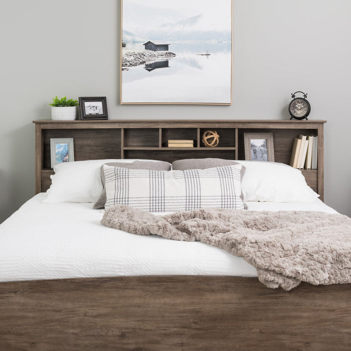 King Bookcase Headboard - Drifted Grey