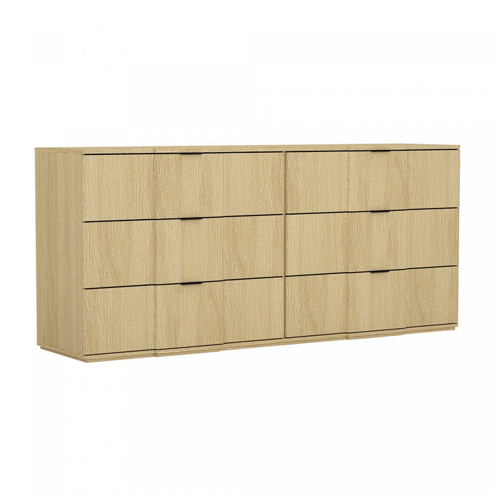 Clive Mid-Century Modern 72\" Dresser in Natural Oak (6-Drawer) 