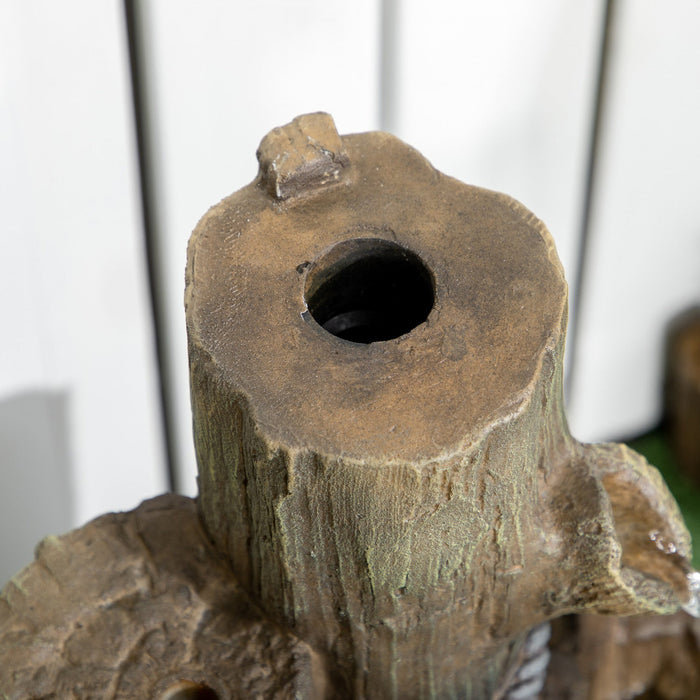 Outsunny Outdoor Fountain With Backyard Birdhouse Tree Trunk Design