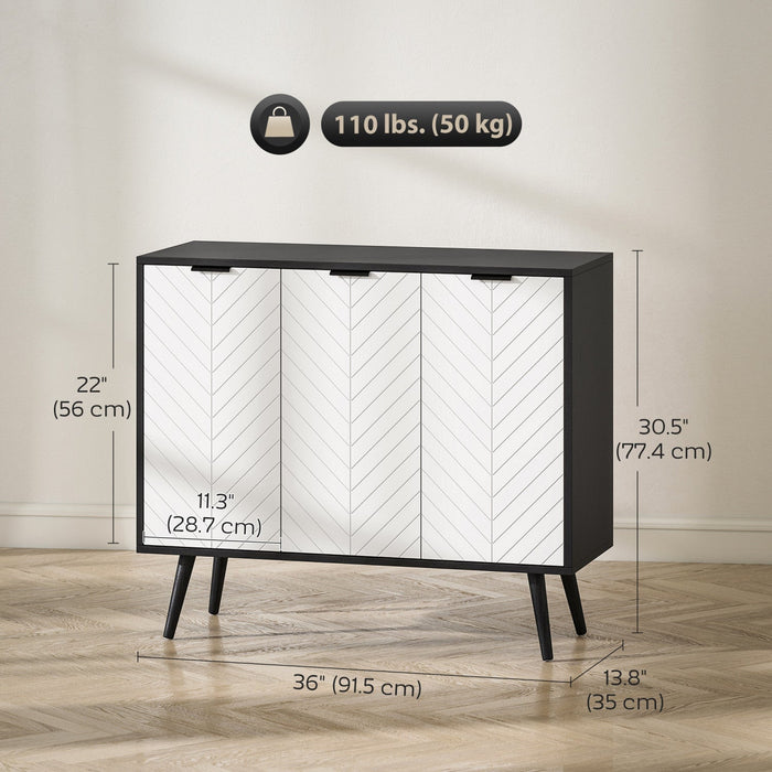 HOMCOM 36" Sideboard, Buffet Cabinet with Adjustable Shelves, Black