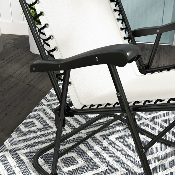 Outsunny 2pc Patio Foldable Rocking Chair Set, Cream White