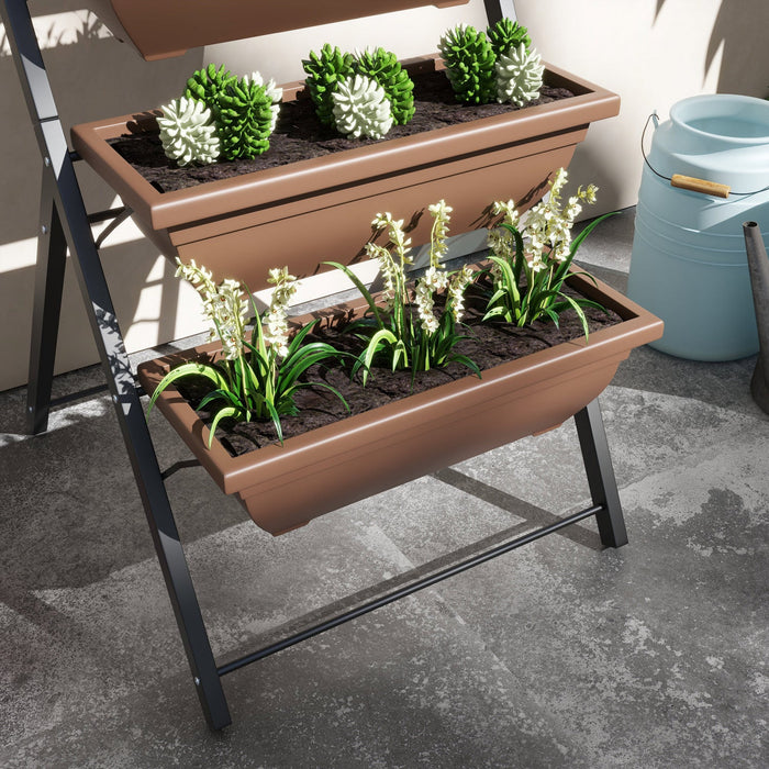 Outsunny 5-tier Raised Garden Bed With 5 Planter Boxes, Outdoor Plant Stand Grow Containers With Lea