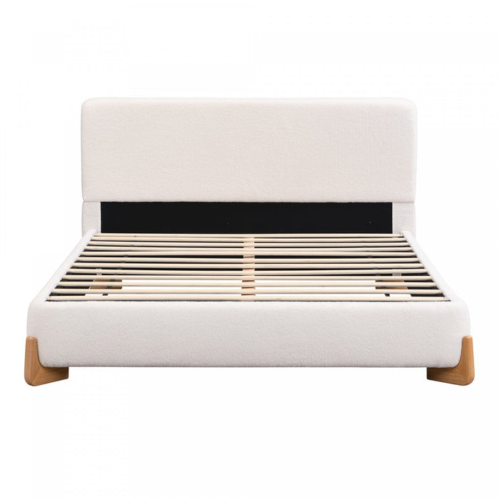 Olivia Elegant Comfortable Upholstered Bed,Queen Size,White Queen Bed  