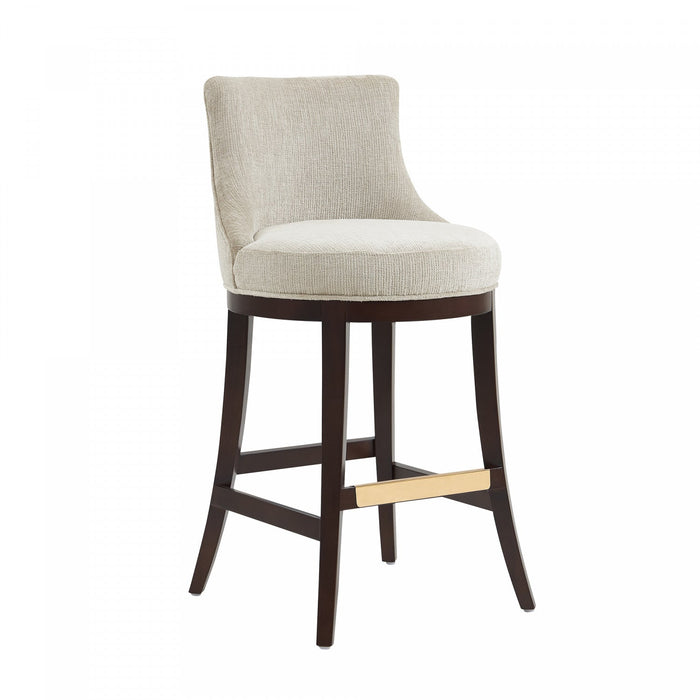 Lucia Modern Wood Upholstered Chenille Barstool in Natural Bar Stool 