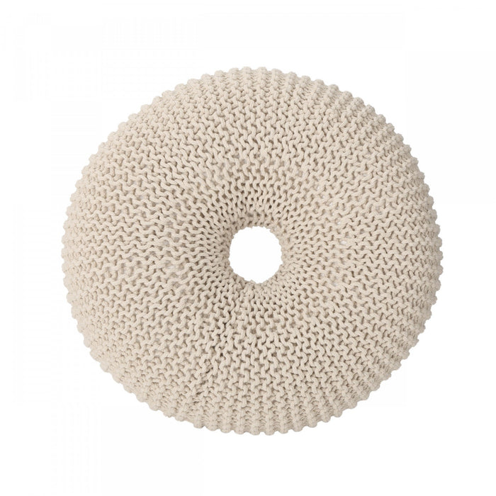 Murphy Upholstered Pouf,100% Cotton - Beige 