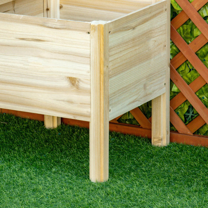 Outsunny 49'' X 18'' X 43'' 3-tier Raised Garden Bed W/ Storage Shelf And Drainage Hole, Wood Elevat