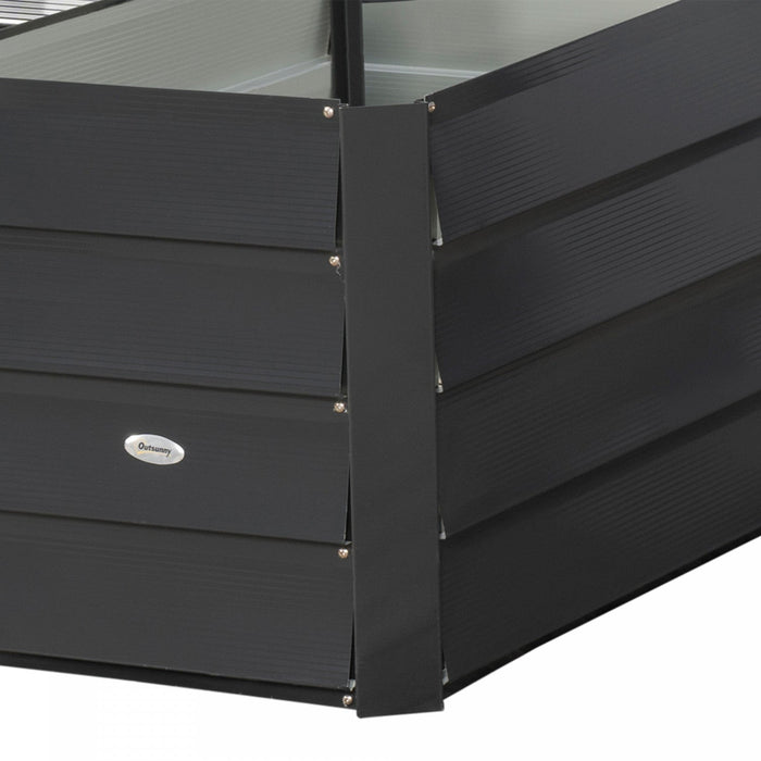 Outsunny L-shaped Galvanized Steel Raised Garden Bed, Dark Grey