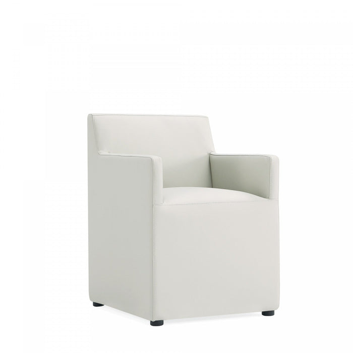 Anna Square Modern Vegan Leather Armchair in Stone Gray - Set of 2 