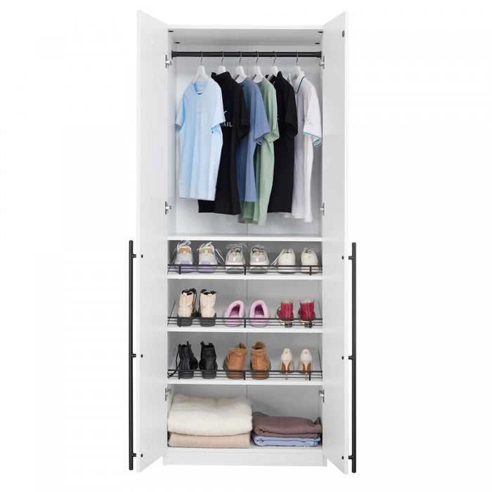 Lee Modern 32\" Wardrobe Closet in White Armoire 