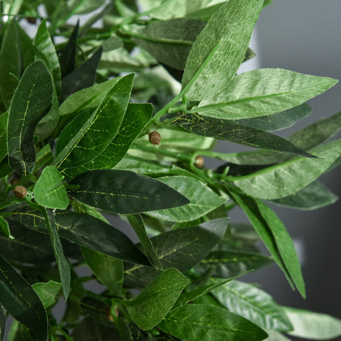 Outsunny 3FT Artificial Laurel Tree Set of 2, Lifelike Potted Fake Plant
