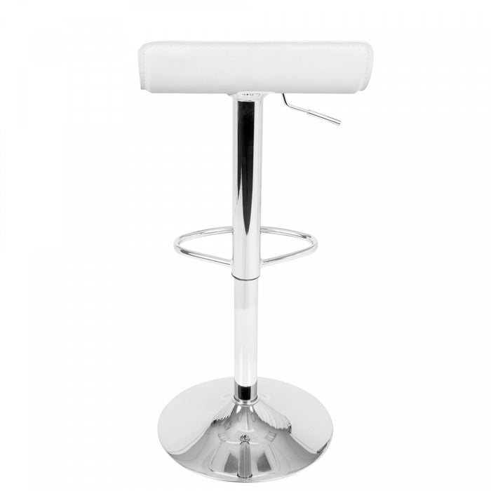 LumiSource Ale White Fabric Contemporary Adjustable Height Barstool with Swivel - Set of 2