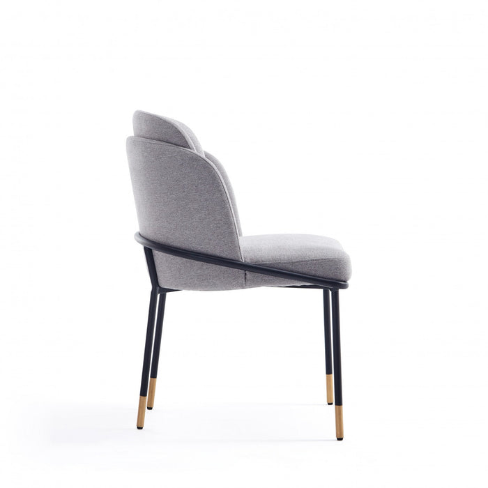 Flor Modern Metal Twill Weave Dining Chair in Gray - Set of 2 