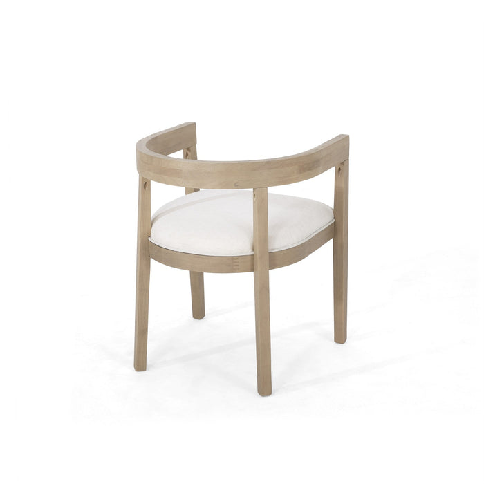 Tina Dining Arm Chairs Set Of 2 With Upholstery Fabric,open Back Style - Beige 